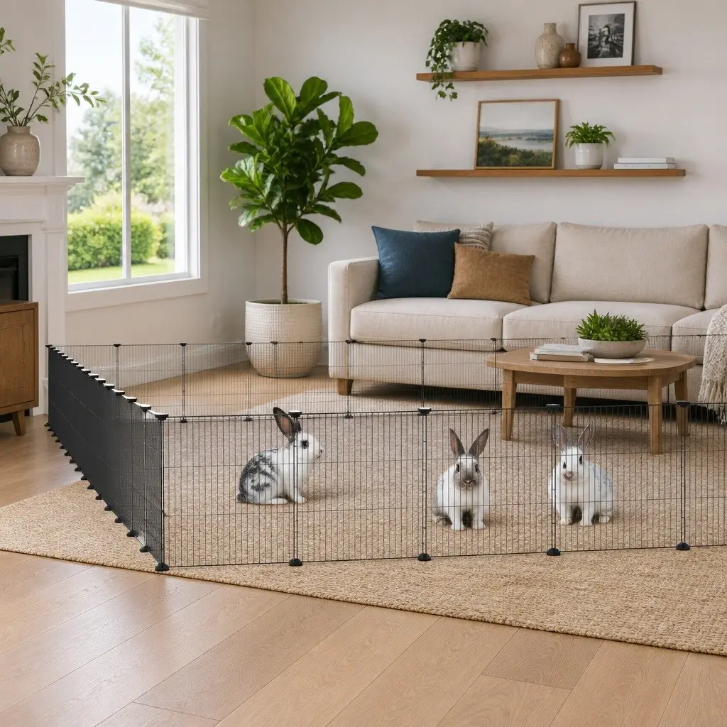 60 Panel Pet Cage Powder-coated Steel 35x35cm Black Small Animal Habitat Enclosure