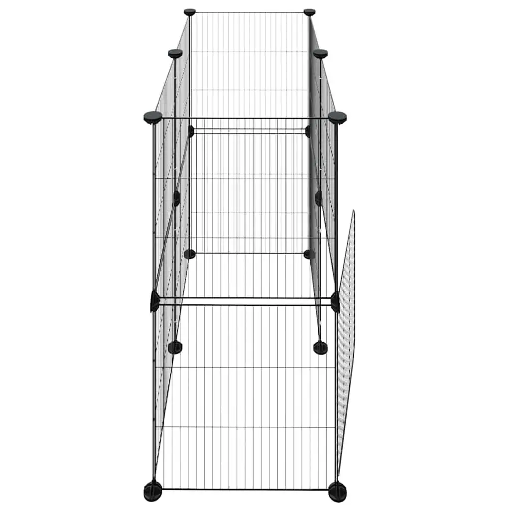 12 Panel Pet Cage Modular Powder-coated Steel 35x35 cm Black