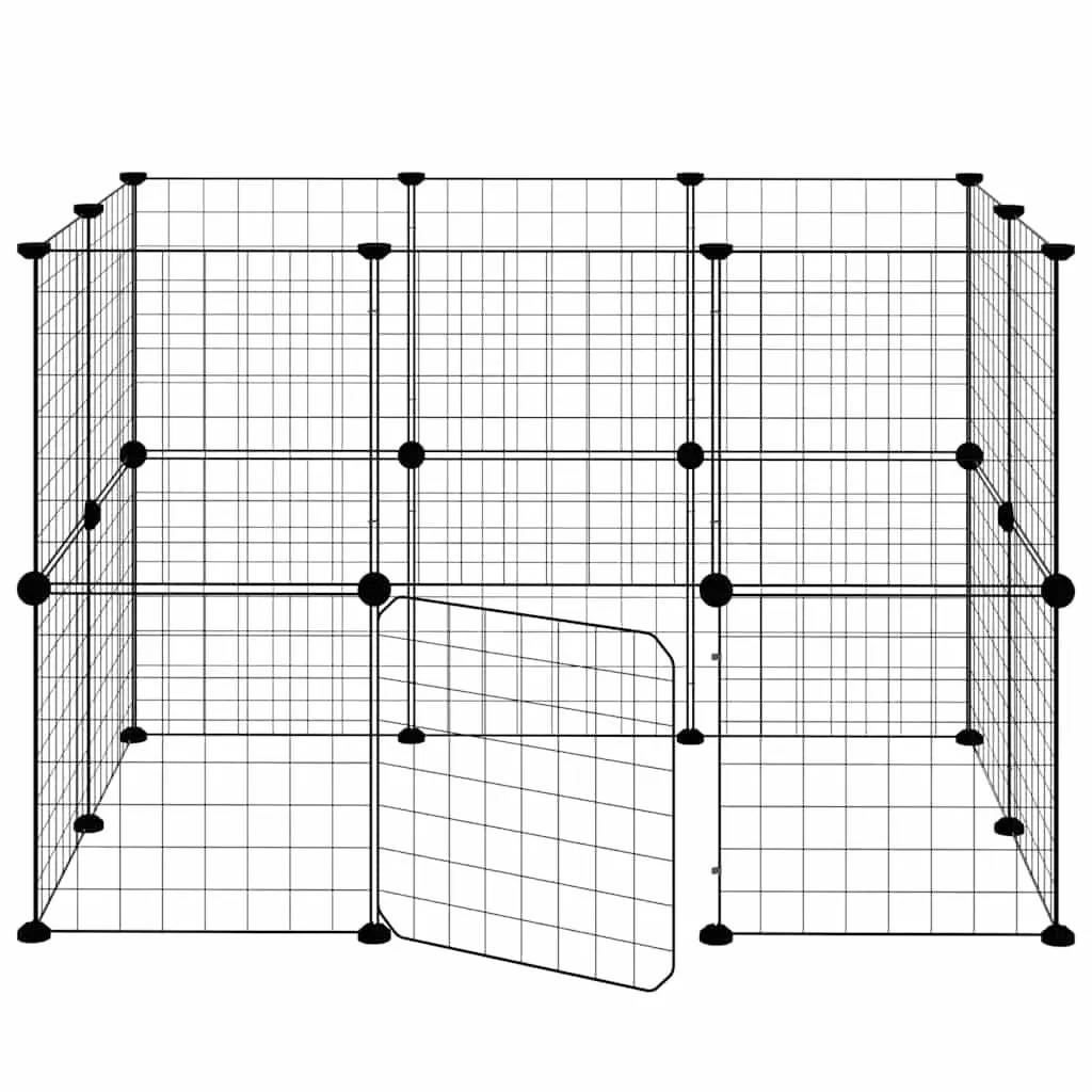 20 Panel Pet Cage Powder-Coated Steel 105x70x70 cm Black DIY Playpen Enclosure for Small Animals