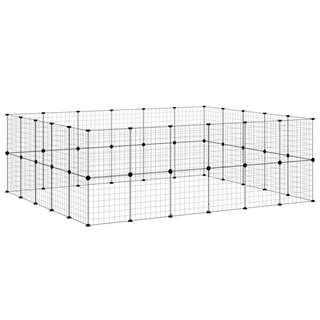 44 Panel Pet Cage Powder-Coated Steel 210x175x70 cm Black