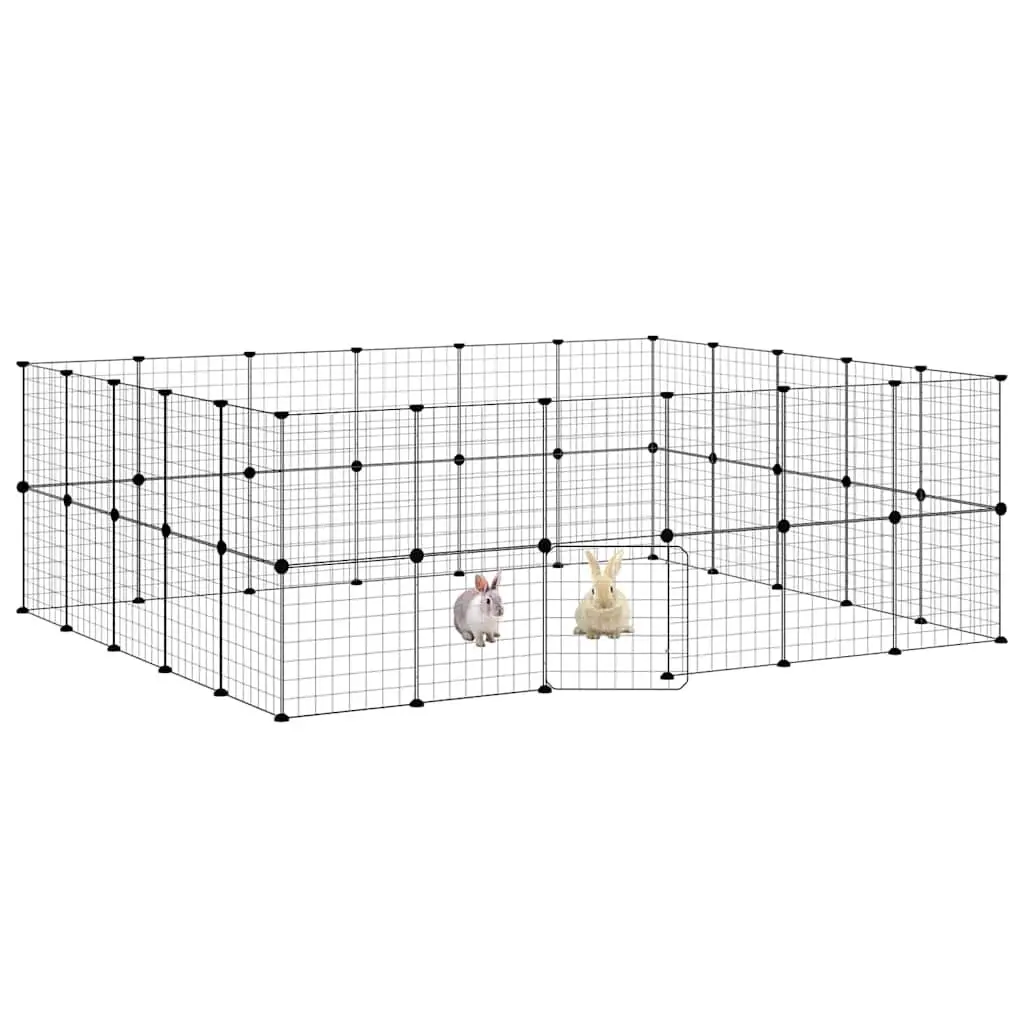 44 Panel Pet Cage Powder-Coated Steel 210x175x70 cm Black
