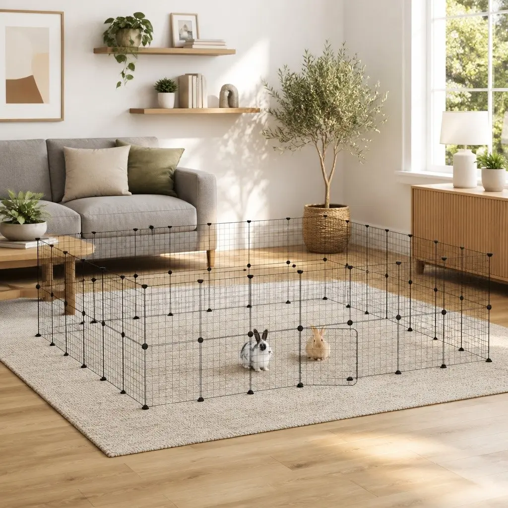 Pet Cage Modular Enclosure 245x210x70 cm Black Steel 52 Panel