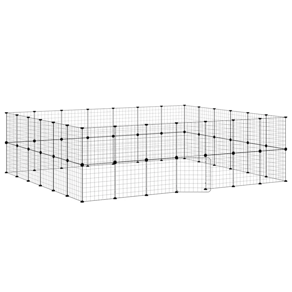 Pet Cage Modular Enclosure 245x210x70 cm Black Steel 52 Panel