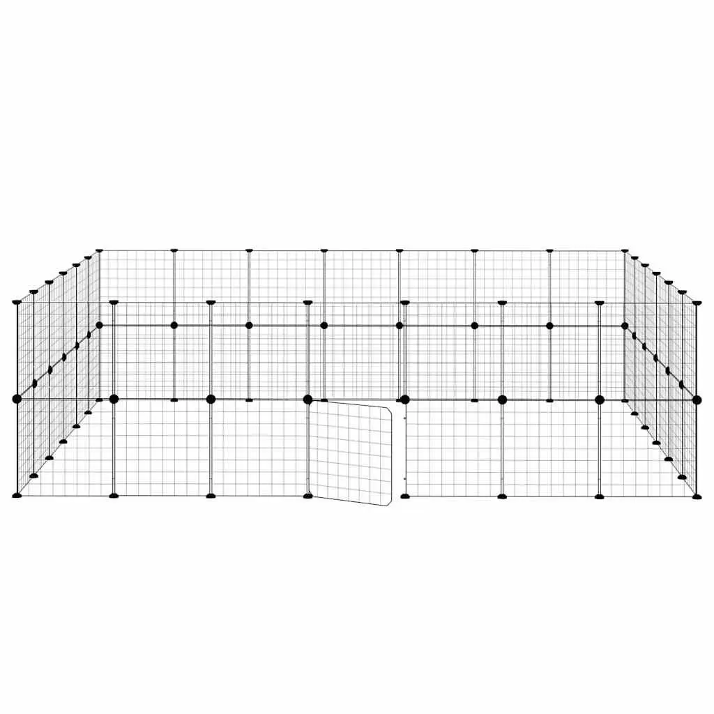 Pet Cage Modular Enclosure 245x210x70 cm Black Steel 52 Panel