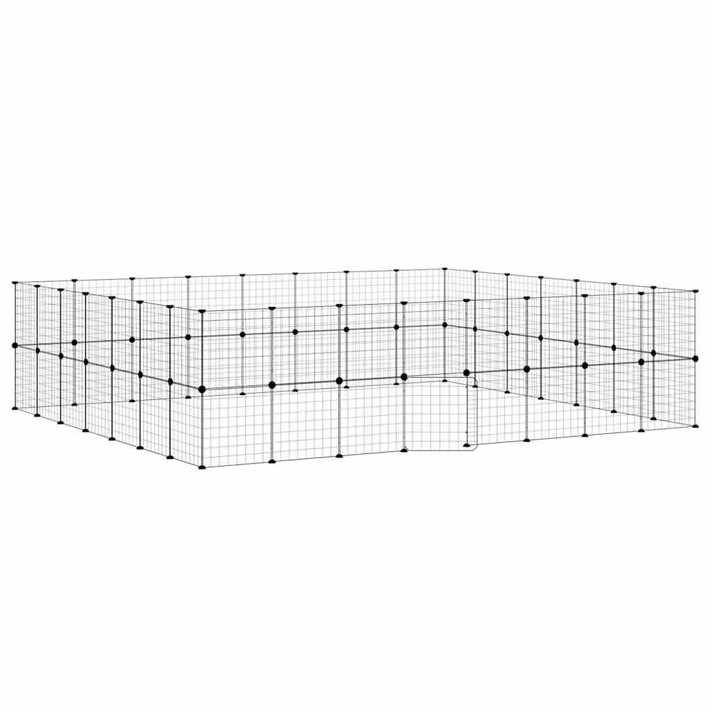 Pet Cage Modular Enclosure 280x245x70cm Steel 60 Panel Black