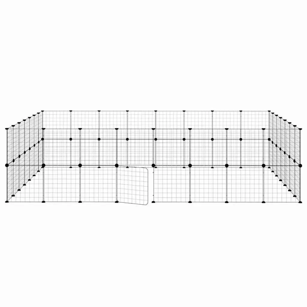Pet Cage Modular Enclosure 280x245x70cm Steel 60 Panel Black