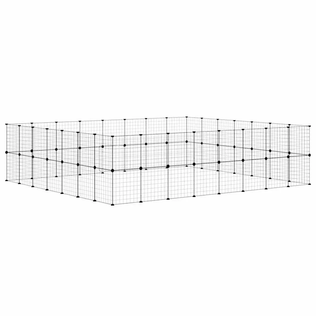 Pet Cage Modular Enclosure 280x245x70cm Steel 60 Panel Black