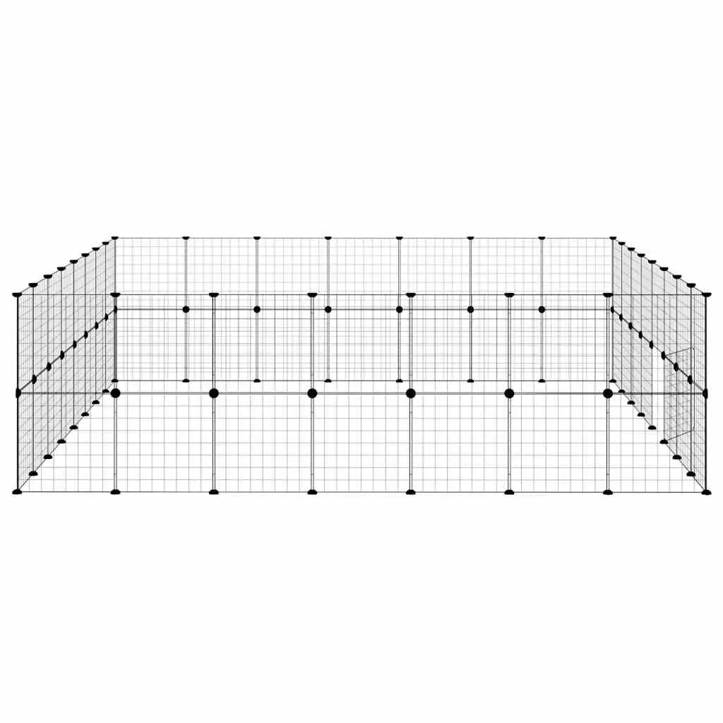 Pet Cage Modular Enclosure 280x245x70cm Steel 60 Panel Black