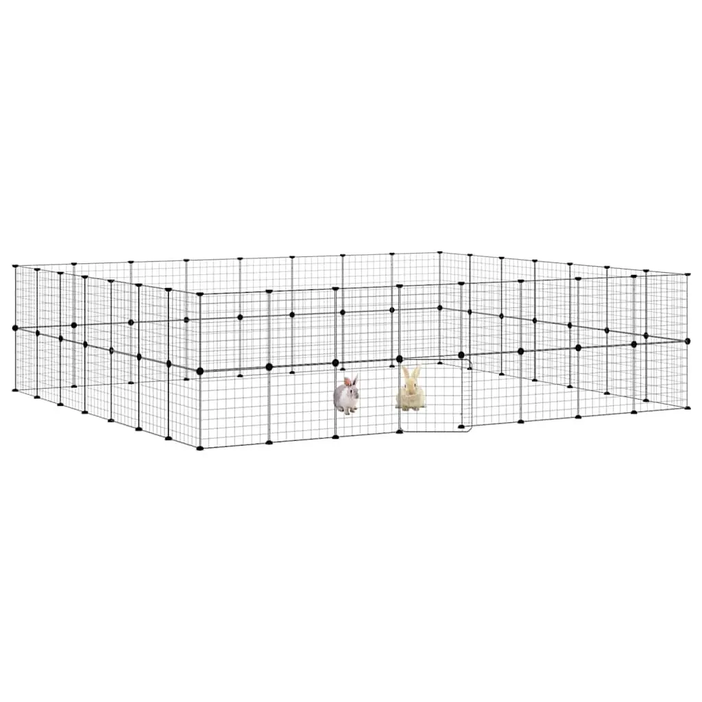 Pet Cage Modular Enclosure 280x245x70cm Steel 60 Panel Black