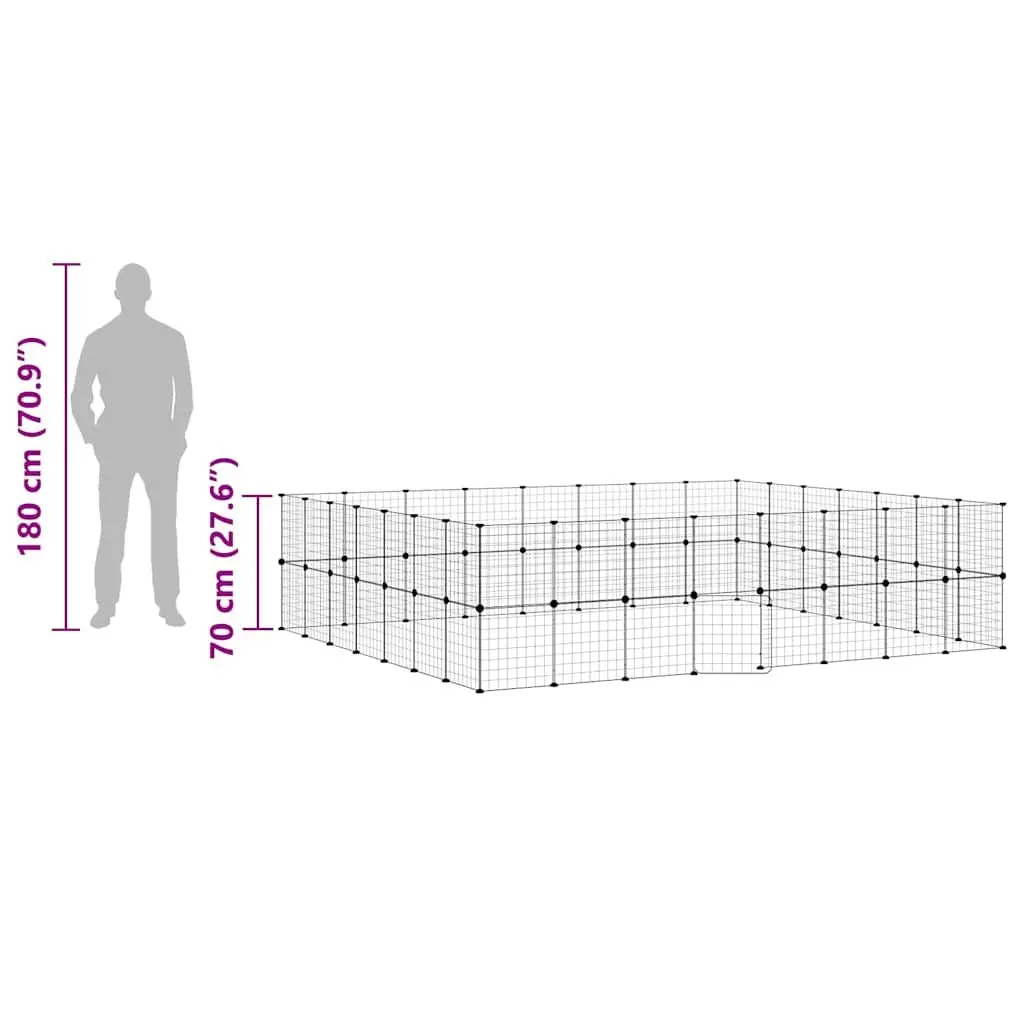 Pet Cage Modular Enclosure 280x245x70cm Steel 60 Panel Black