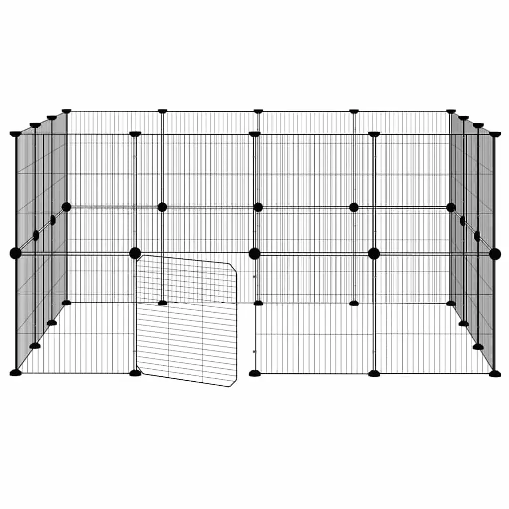 Pet Cage Steel 140x105x70 cm Black 28 Panel Small Animal Enclosure Playpen