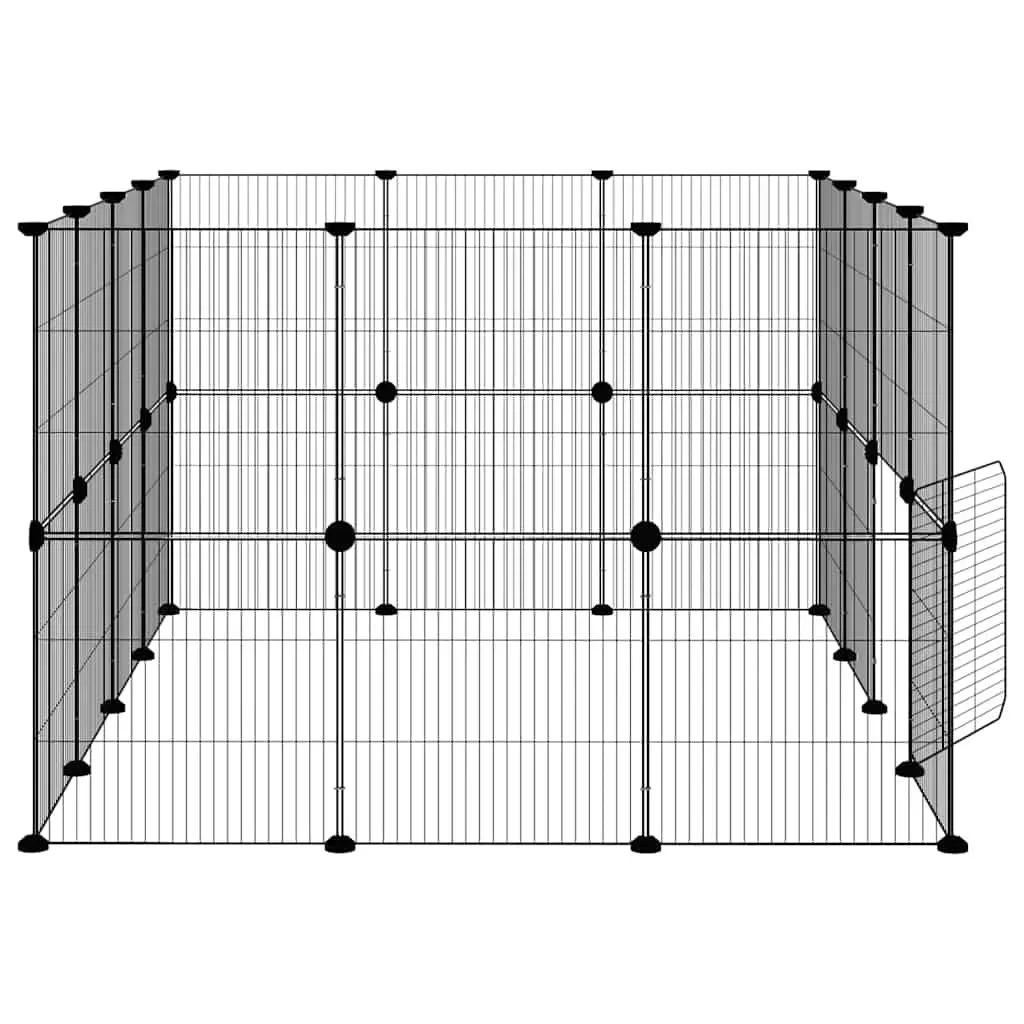 Pet Cage Steel 140x105x70 cm Black 28 Panel Small Animal Enclosure Playpen