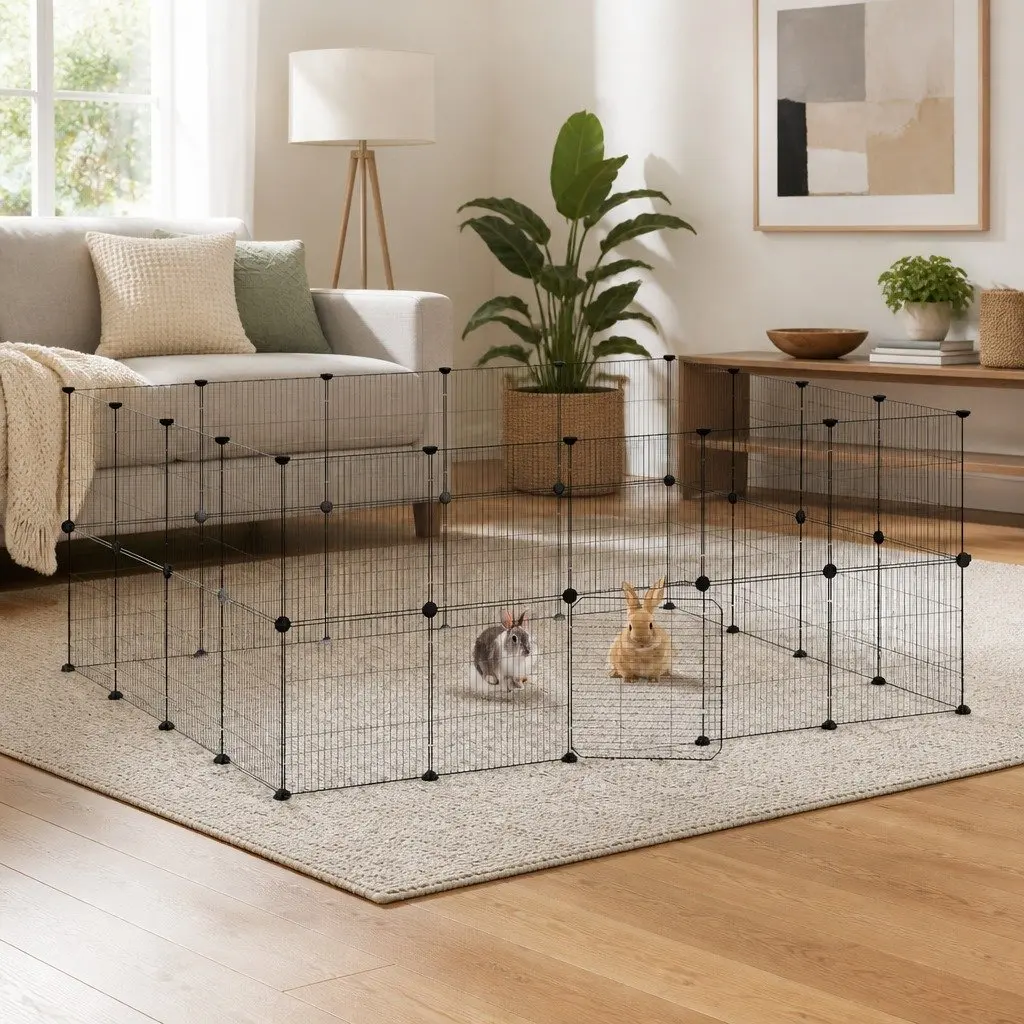 36-Panel Pet Cage with Door for Small Pets