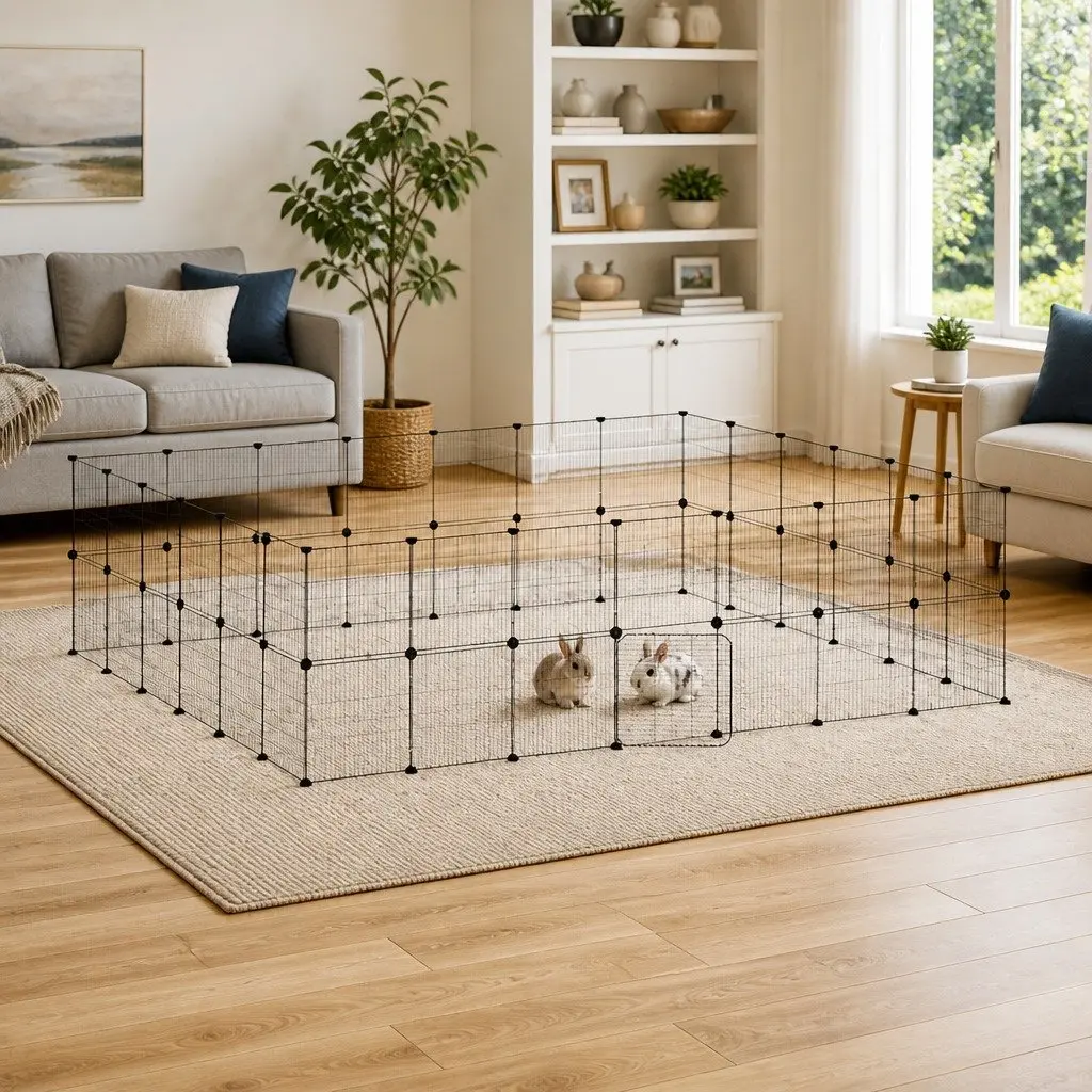 Pet Cage Steel 245x210x70 cm Black 52-Panel Playpen Enclosure