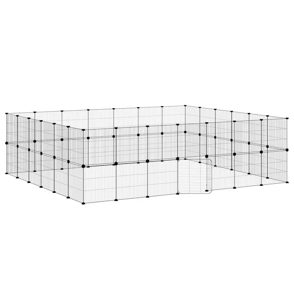 Pet Cage Steel 245x210x70 cm Black 52-Panel Playpen Enclosure