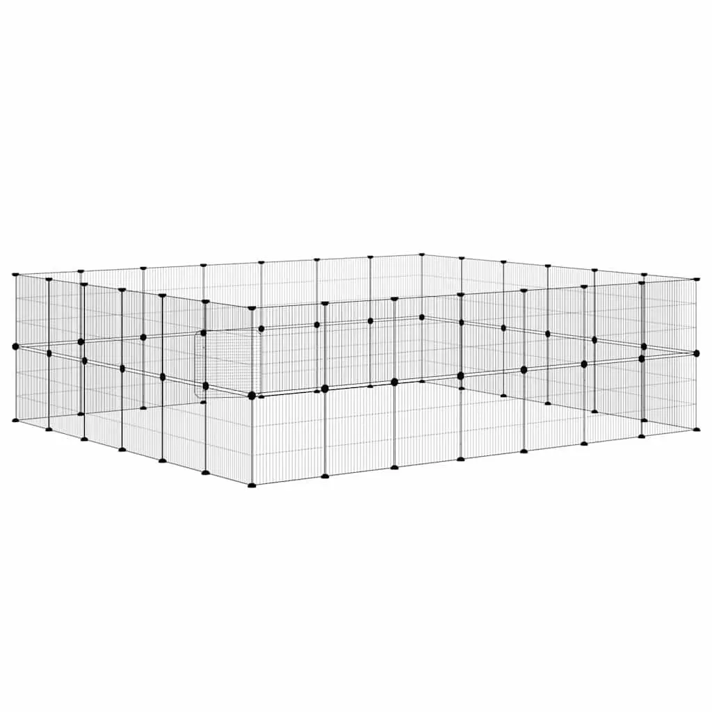 Pet Cage Steel 245x210x70 cm Black 52-Panel Playpen Enclosure