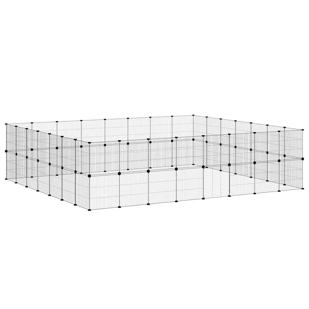 Pet Cage Powder-Coated Steel 280x245x70 cm Black 60 Panel DIY Modular Animal Enclosure