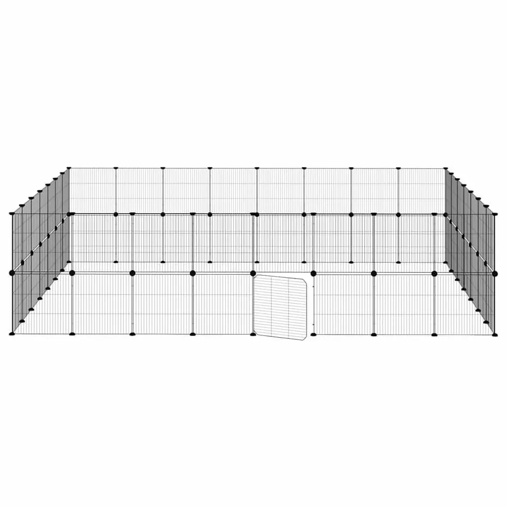 Pet Cage Powder-Coated Steel 280x245x70 cm Black 60 Panel DIY Modular Animal Enclosure