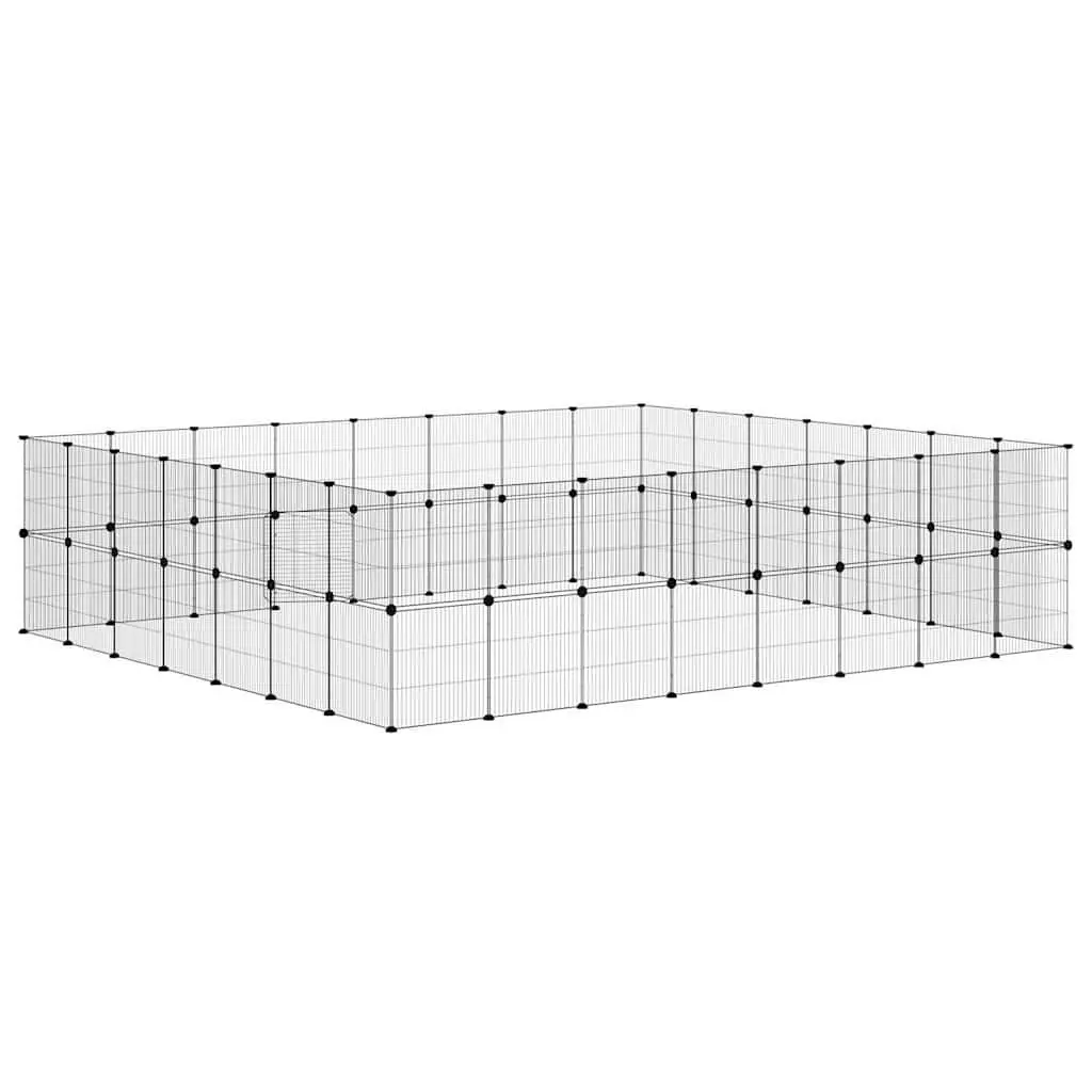 Pet Cage Powder-Coated Steel 280x245x70 cm Black 60 Panel DIY Modular Animal Enclosure