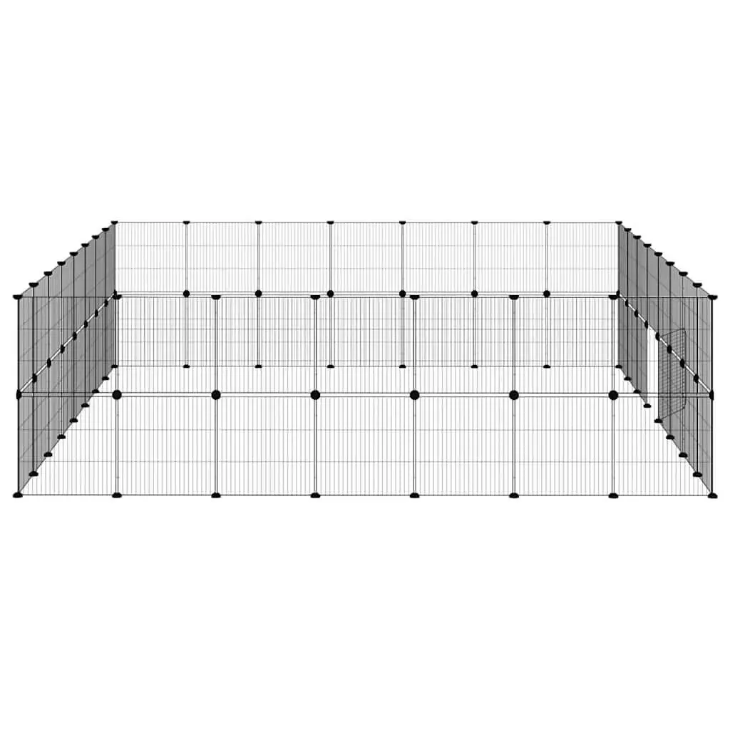 Pet Cage Powder-Coated Steel 280x245x70 cm Black 60 Panel DIY Modular Animal Enclosure