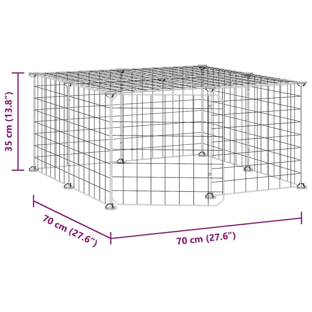 12 Panel Pet Cage Powder-Coated Steel 35x35 cm Black Small Animal Habitat Enclosure