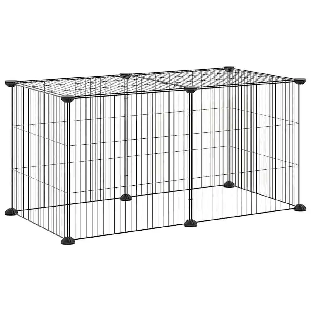 8-Panel Small Animal Pet Cage Enclosure Black 35x35cm Exercise Playpen
