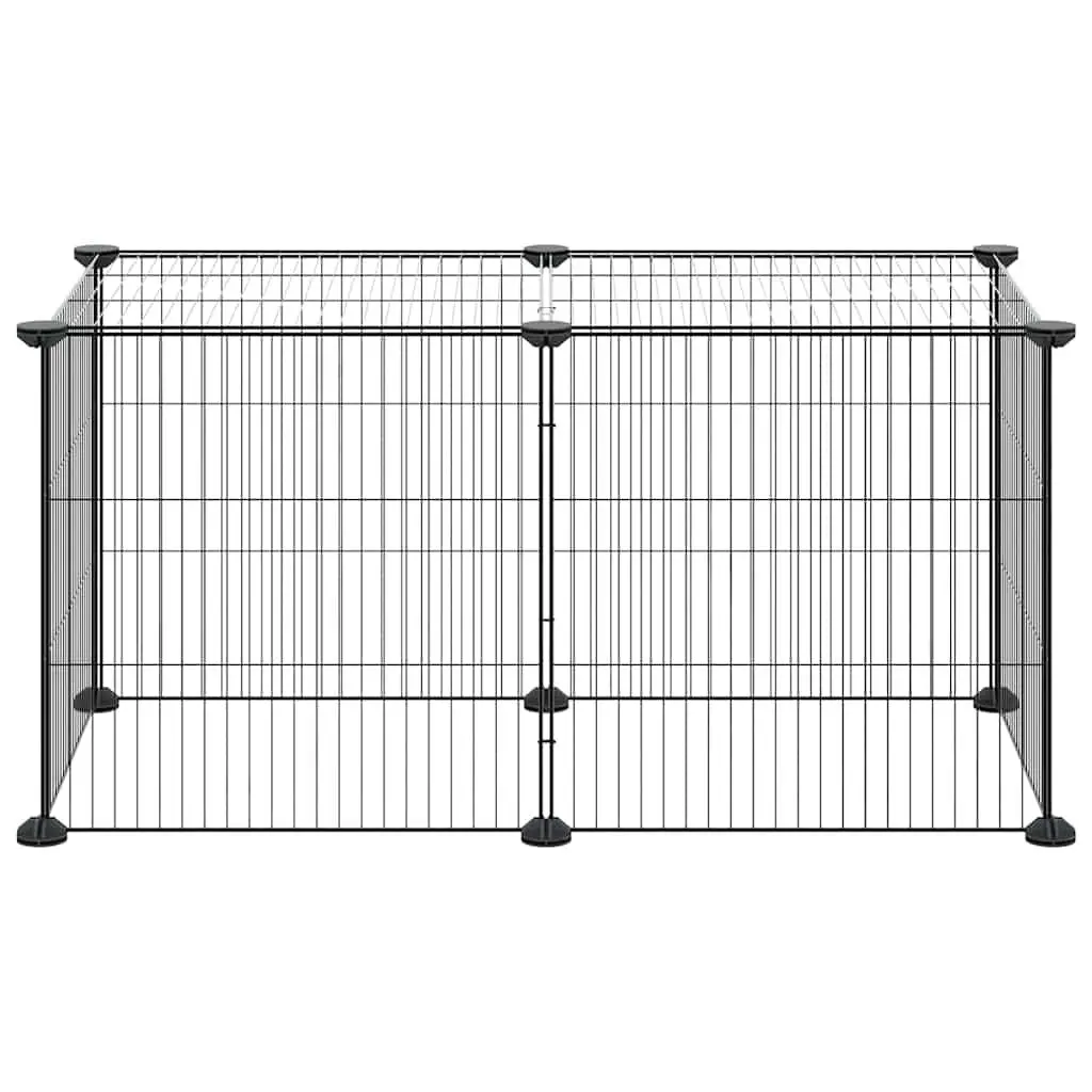 8-Panel Small Animal Pet Cage Enclosure Black 35x35cm Exercise Playpen