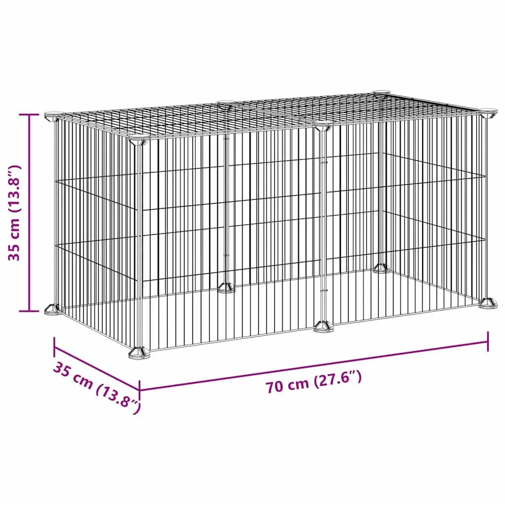 8-Panel Small Animal Pet Cage Enclosure Black 35x35cm Exercise Playpen