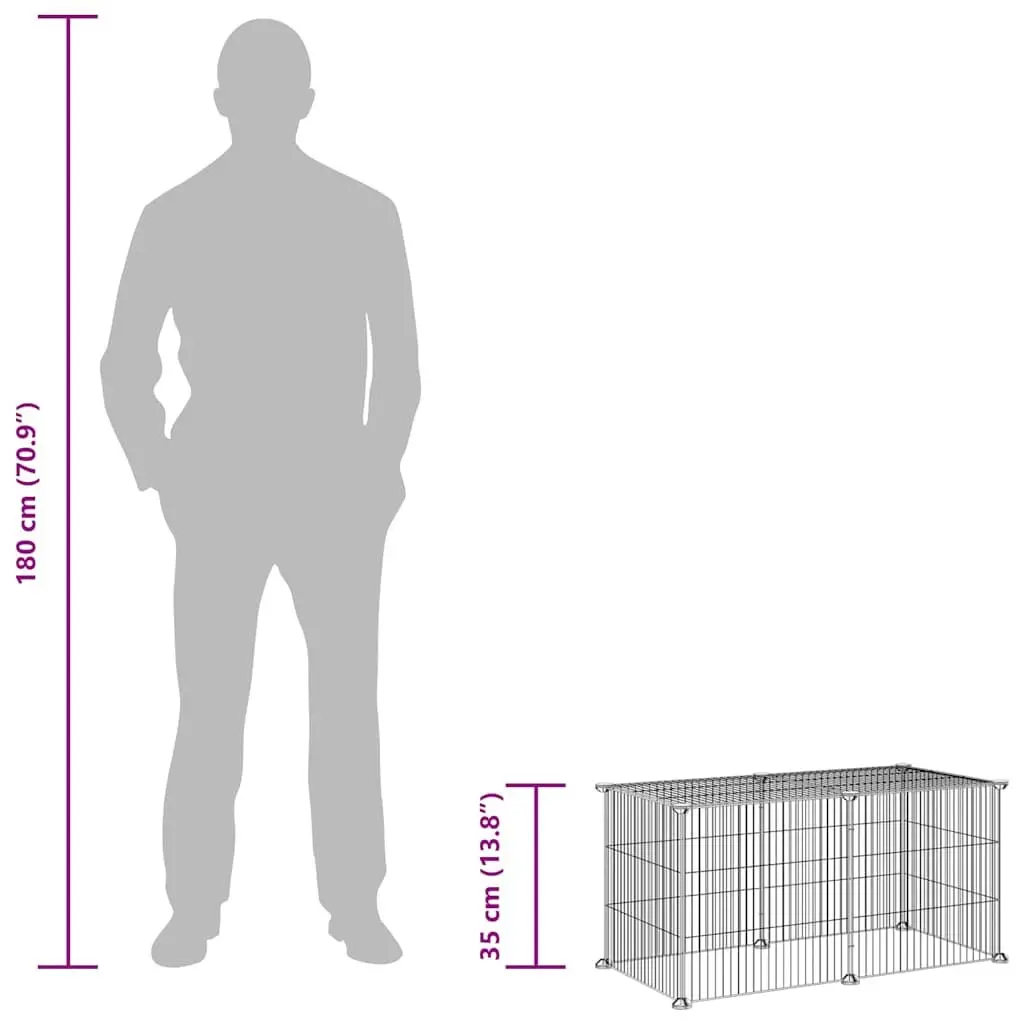 8-Panel Small Animal Pet Cage Enclosure Black 35x35cm Exercise Playpen