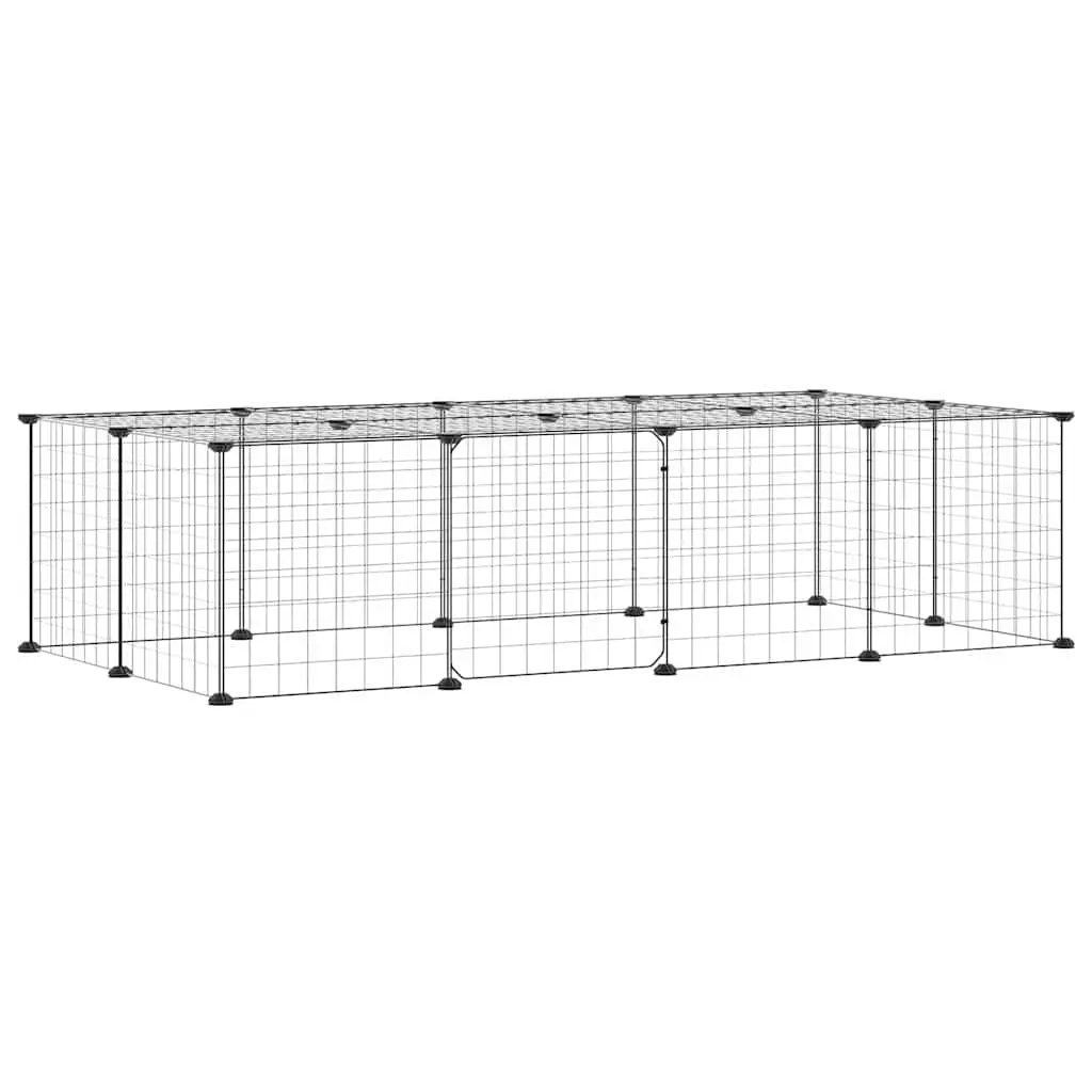 20 Panel Pet Cage Powder-Coated Steel 35x35 cm Black