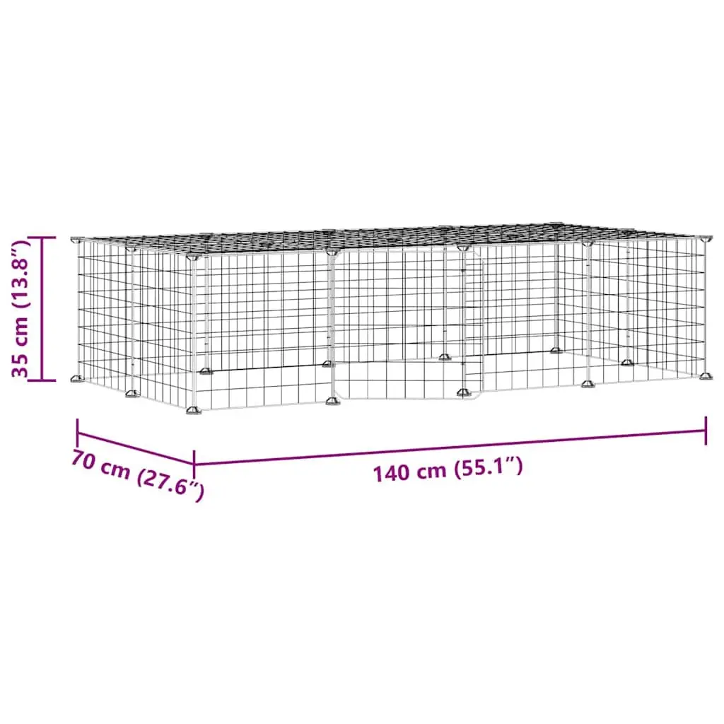 20 Panel Pet Cage Powder-Coated Steel 35x35 cm Black