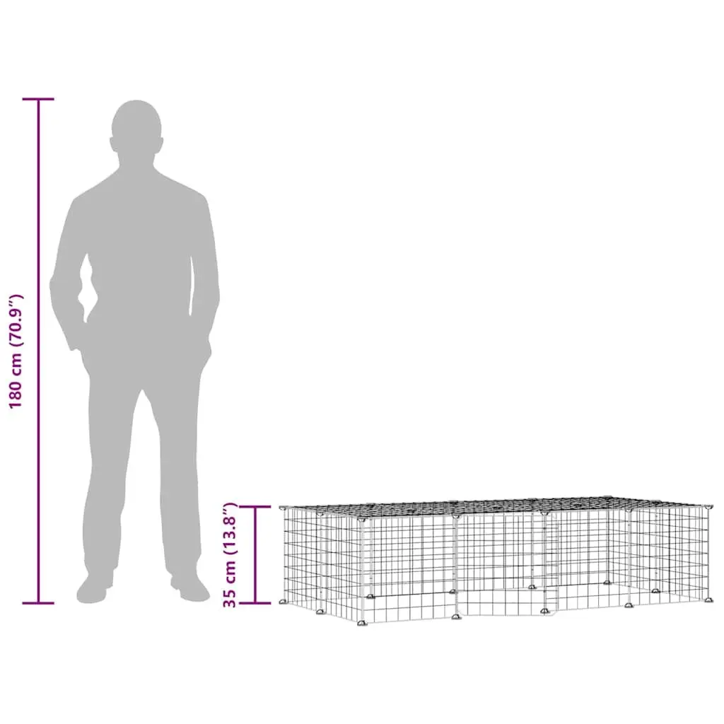 20 Panel Pet Cage Powder-Coated Steel 35x35 cm Black