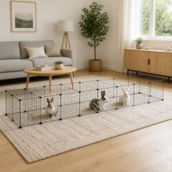 Practical 36-Panel Pet Cage with Door for Your Home Black 35x35 cm