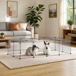 Practical 20-Panel Black Pet Cage for Small Animals
