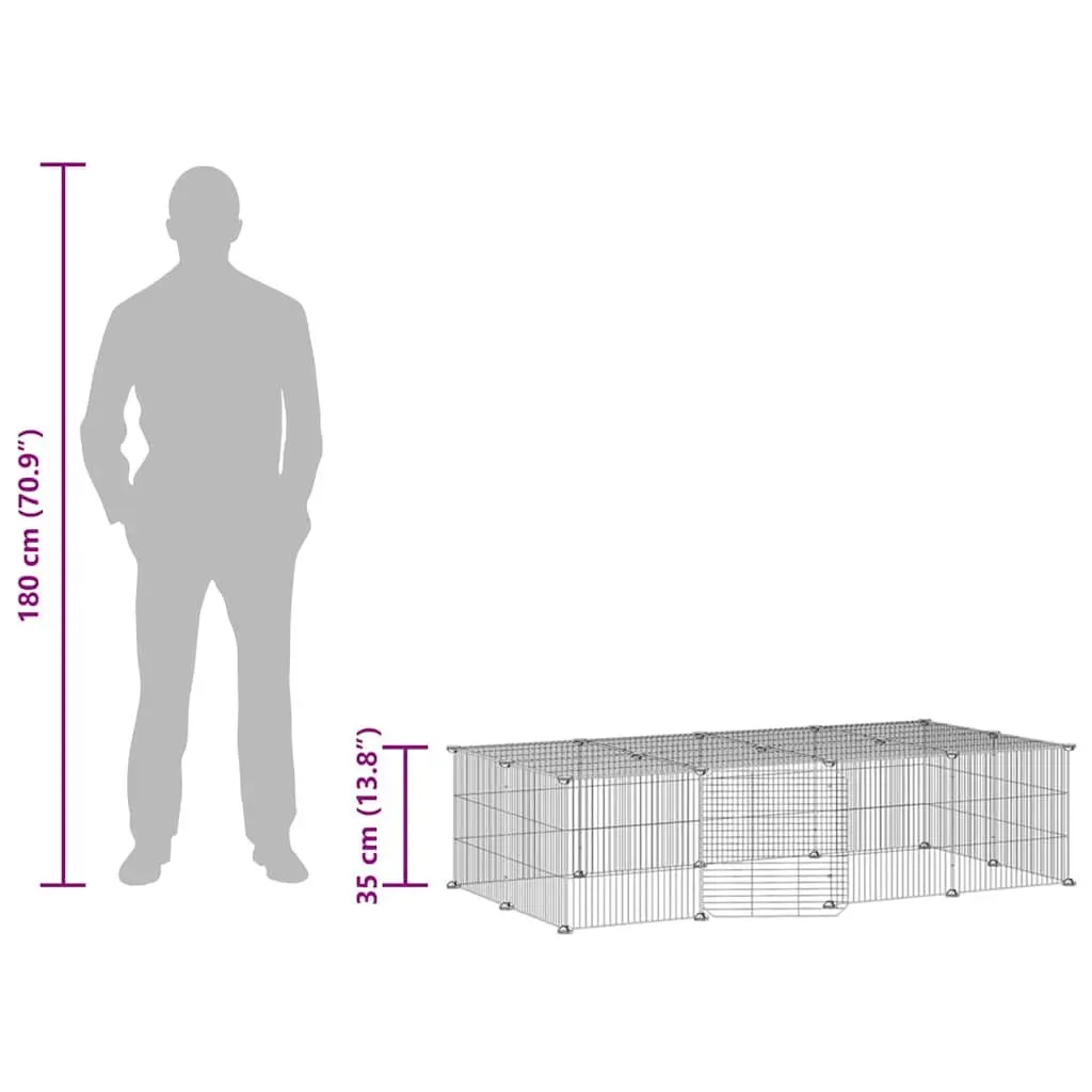 20-Panel Black Pet Cage for Small Animals