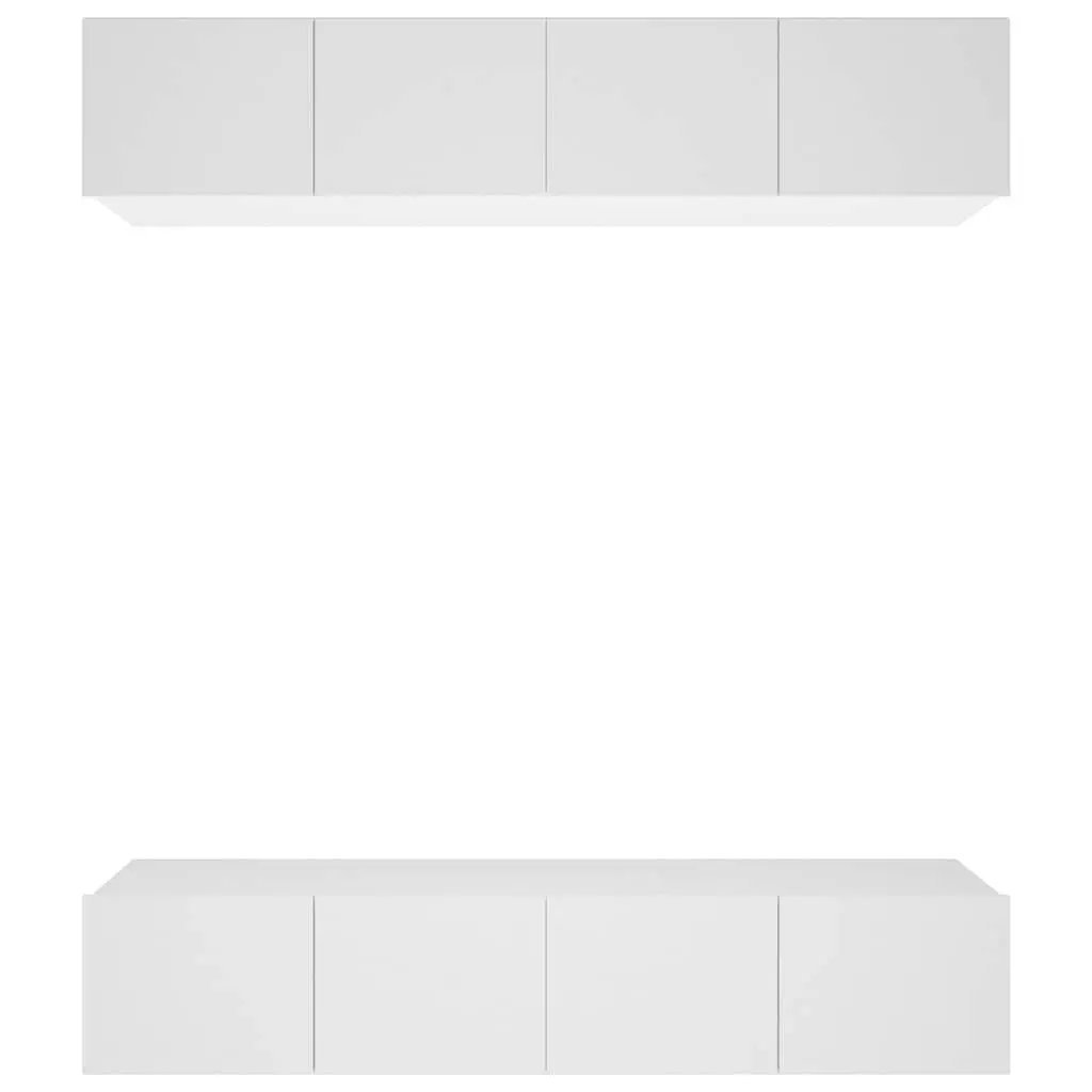 Wall-Mounted TV Cabinet White Engineered Wood Storage Unit Drop-Down Door