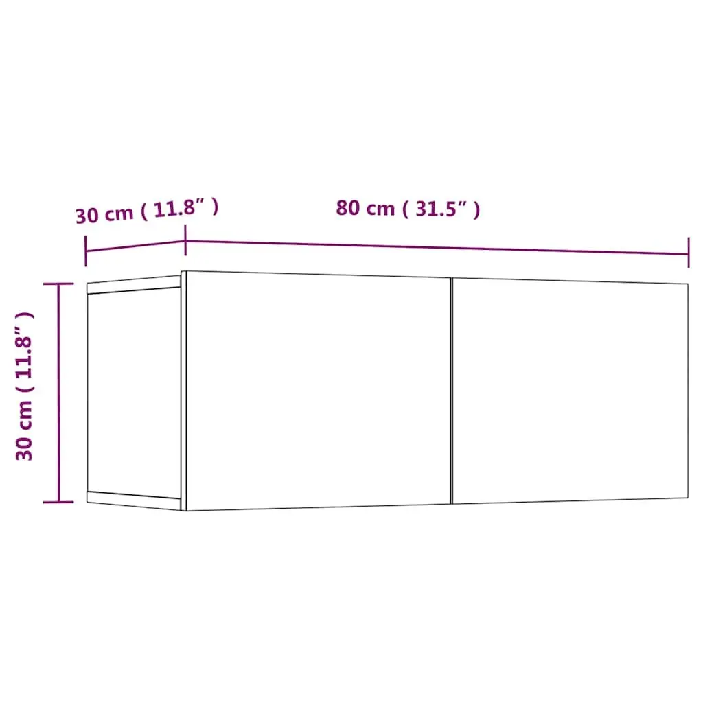 Wall-Mounted TV Cabinet White Engineered Wood Storage Unit Drop-Down Door