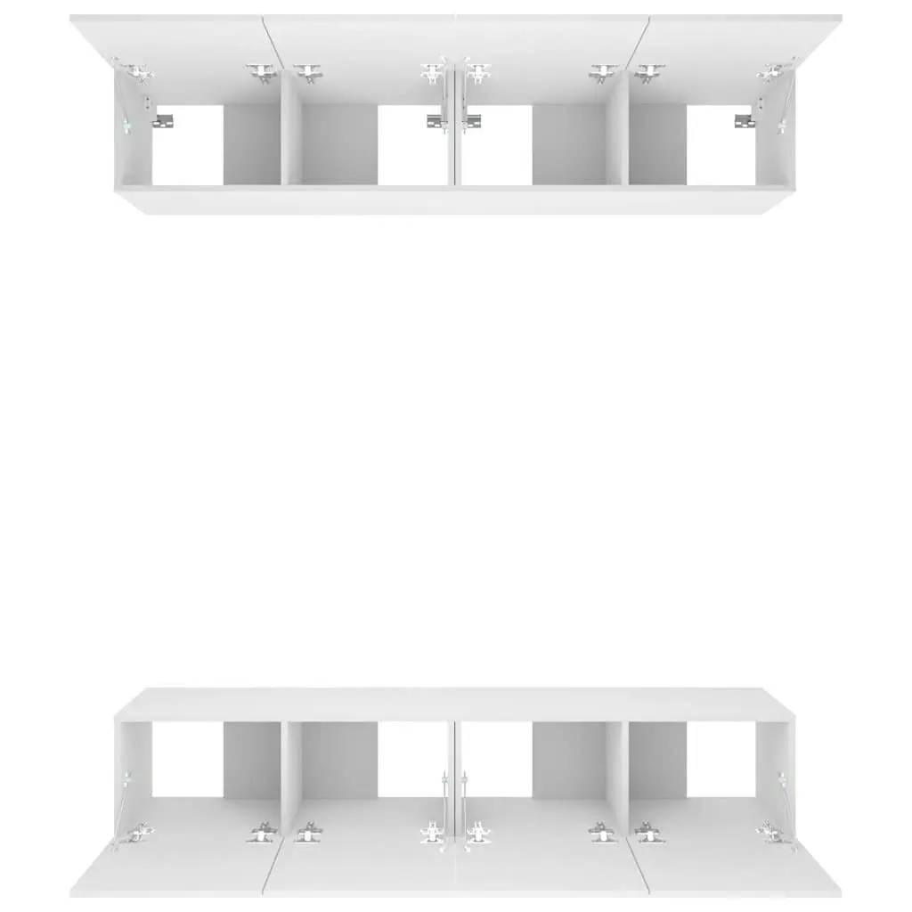 Wall-Mounted TV Cabinet White Engineered Wood Storage Unit Drop-Down Door