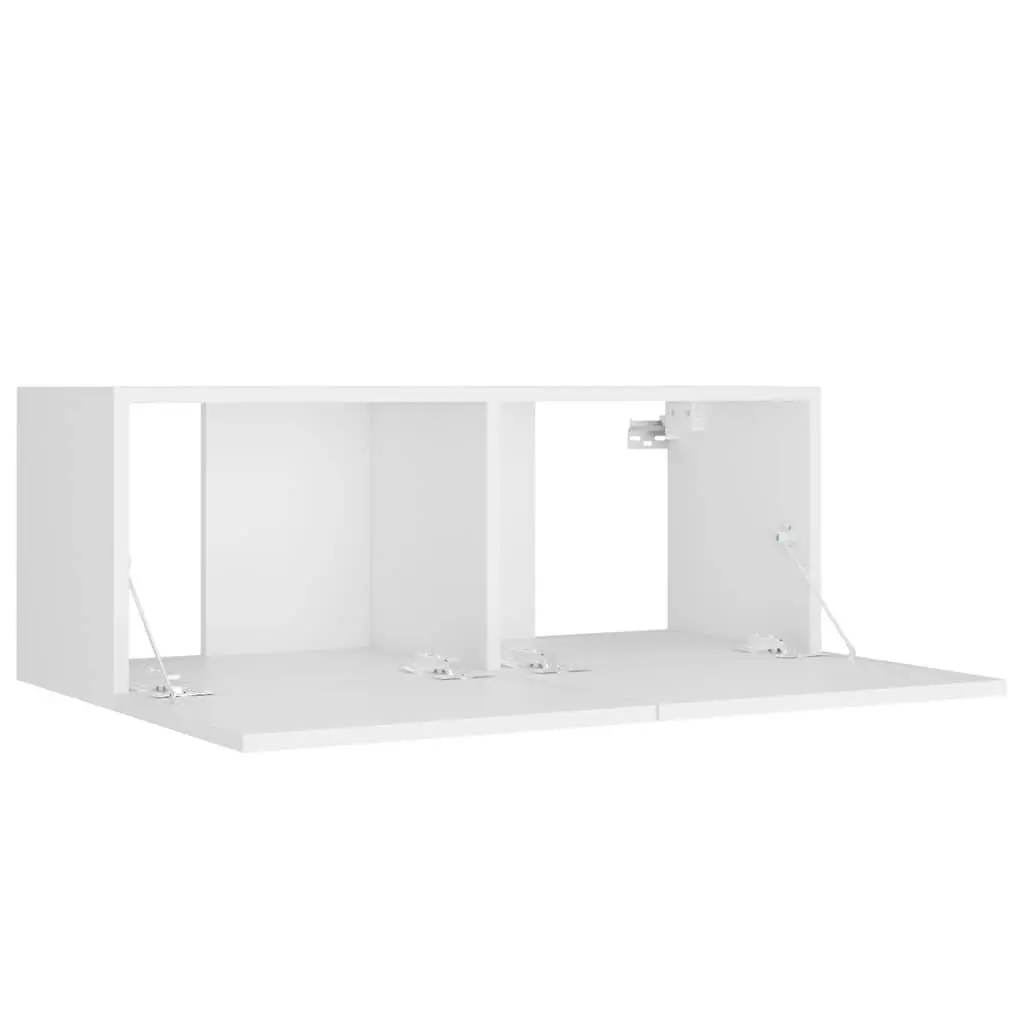8 Piece White Wall-Mounted TV Cabinet Storage