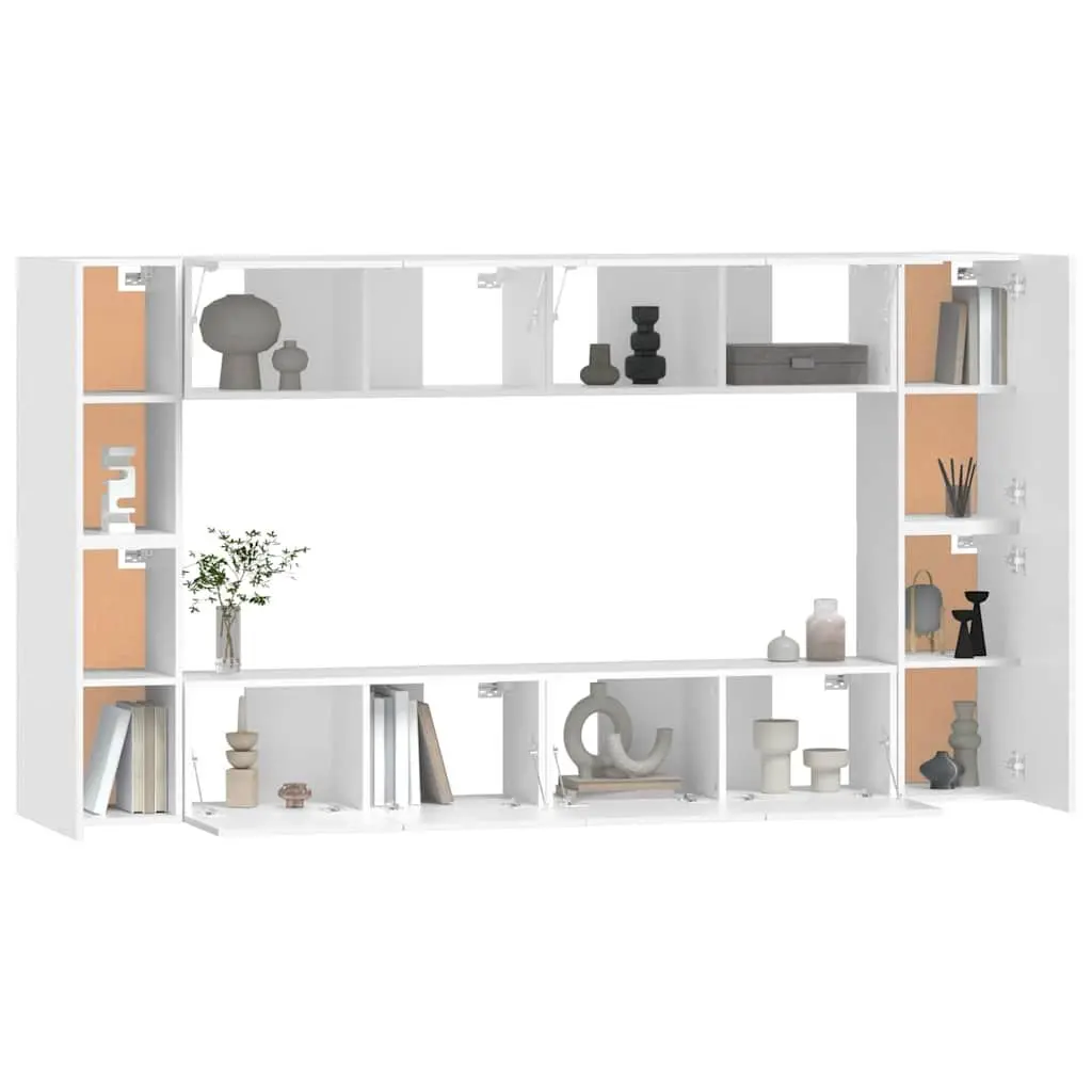 White Wall-Mounted TV Cabinet Set