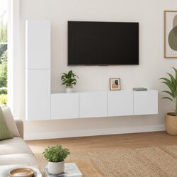 Practical 4 Piece White TV Cabinet for Modern Homes