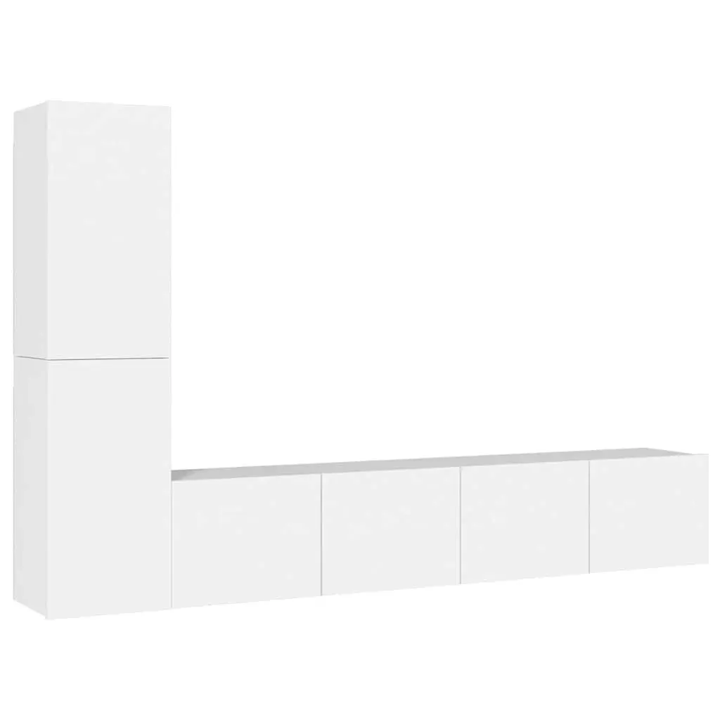 TV Cabinet Set 4 Piece White Wall Mounted Storage Unit Media Organiser