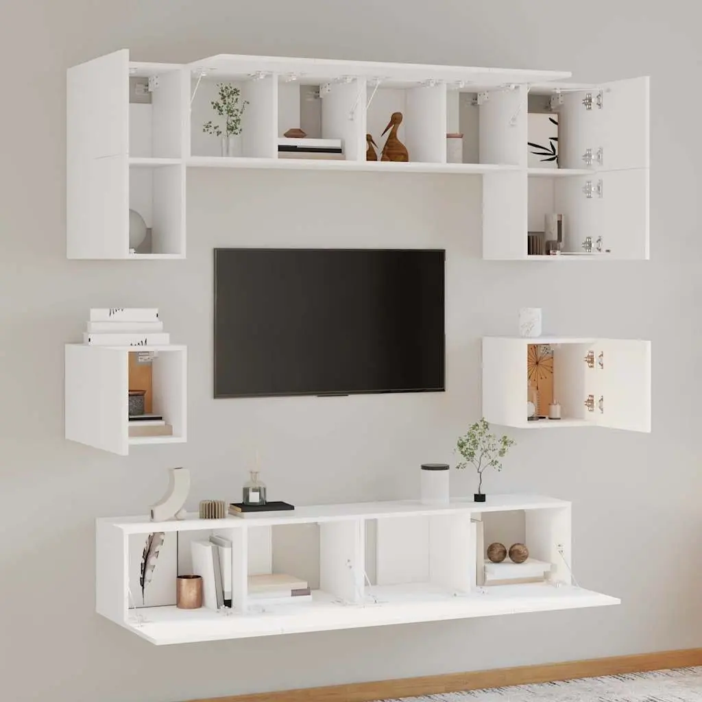 8-Piece Wall-Mounted TV Cabinet Set for Home Use