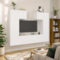 Versatile White Wall-Mounted TV Cabinet for Living Spaces