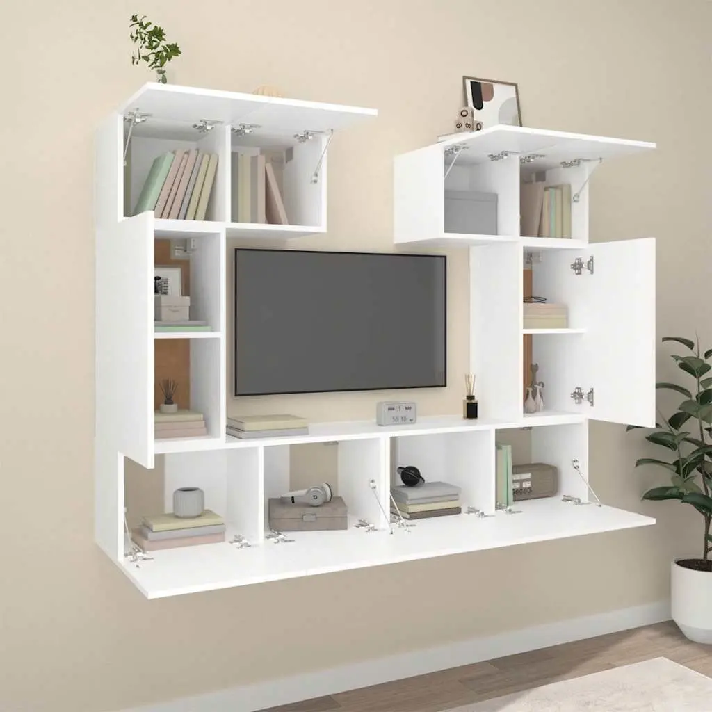 White Wall-Mounted TV Cabinet for Living Spaces