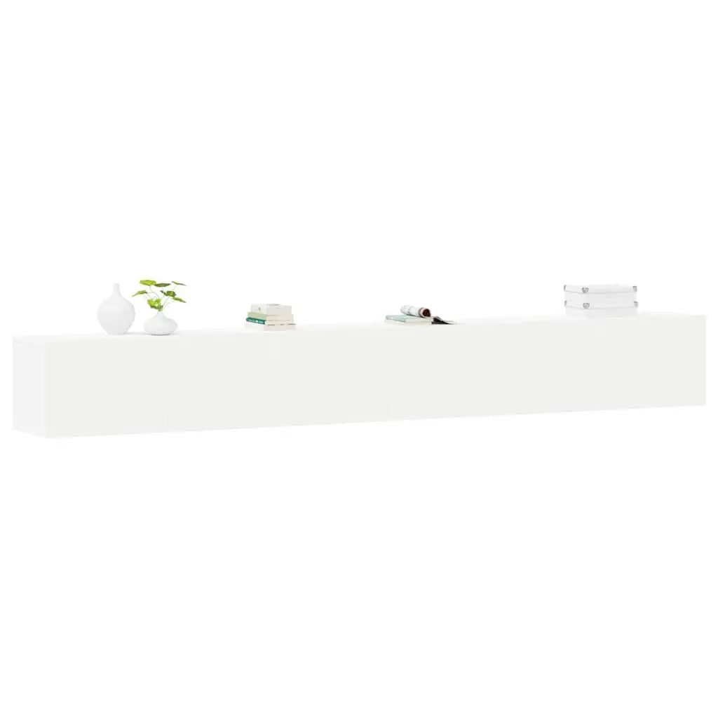 3 Piece White Engineered Wood Wall Mounted TV Cabinet Set for Living Room and Bedroom Storage