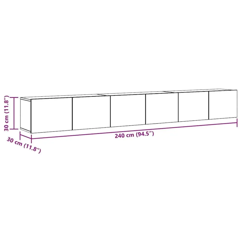 3 Piece White Engineered Wood Wall Mounted TV Cabinet Set for Living Room and Bedroom Storage