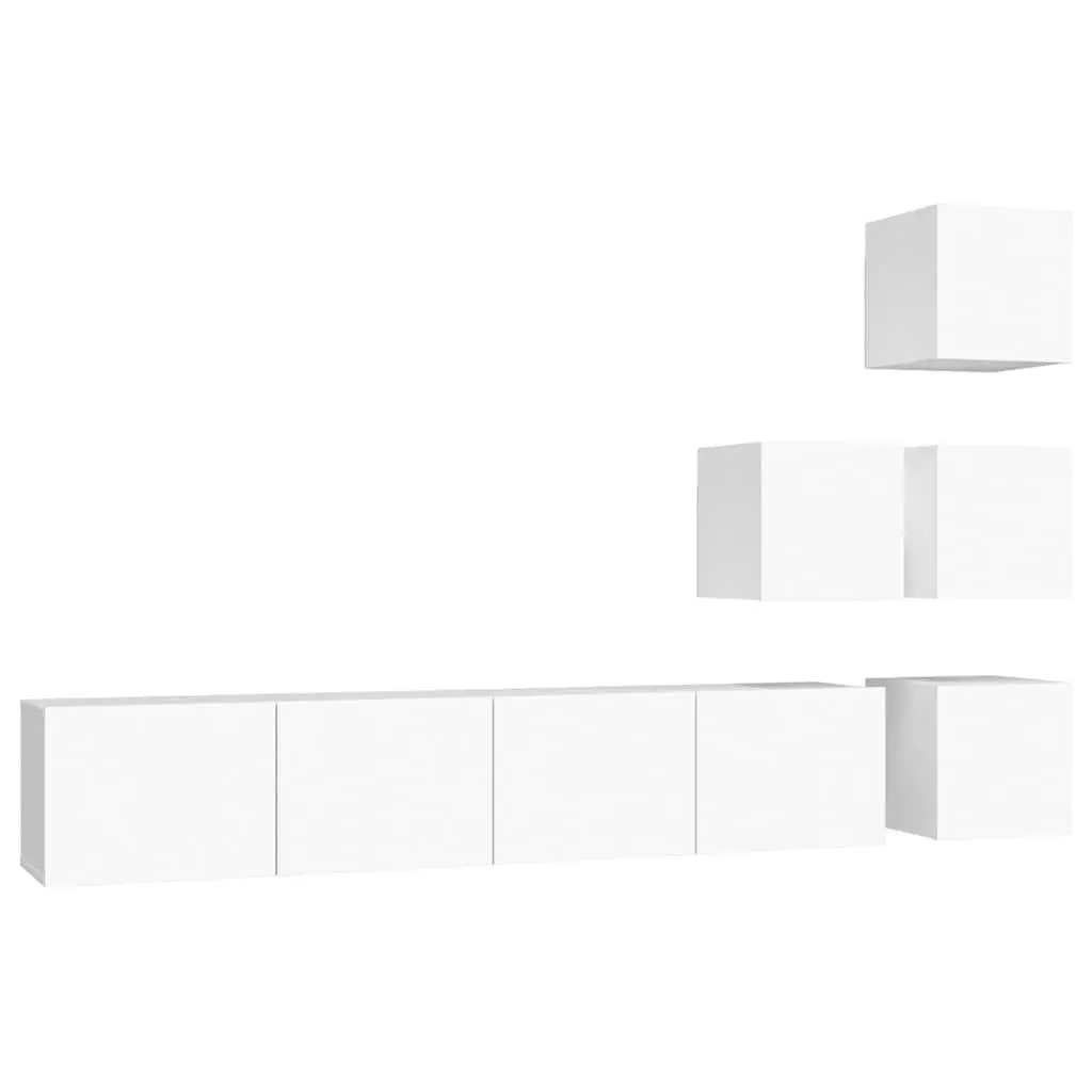 Wall-mounted TV Cabinet Engineered Wood White Floating Storage Unit
