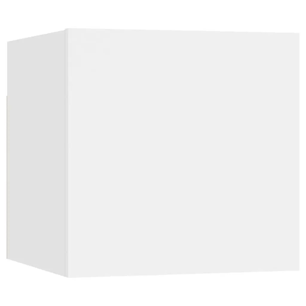 Wall-mounted TV Cabinet White Engineered Wood Floating Storage Unit Shelves