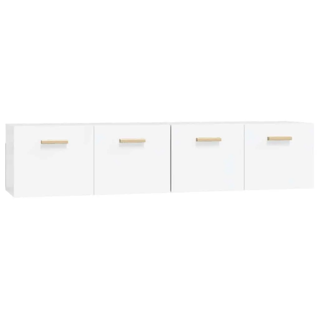 Wall Cabinets 2 pcs High Gloss White Storage Floating Shelves Engineered Wood